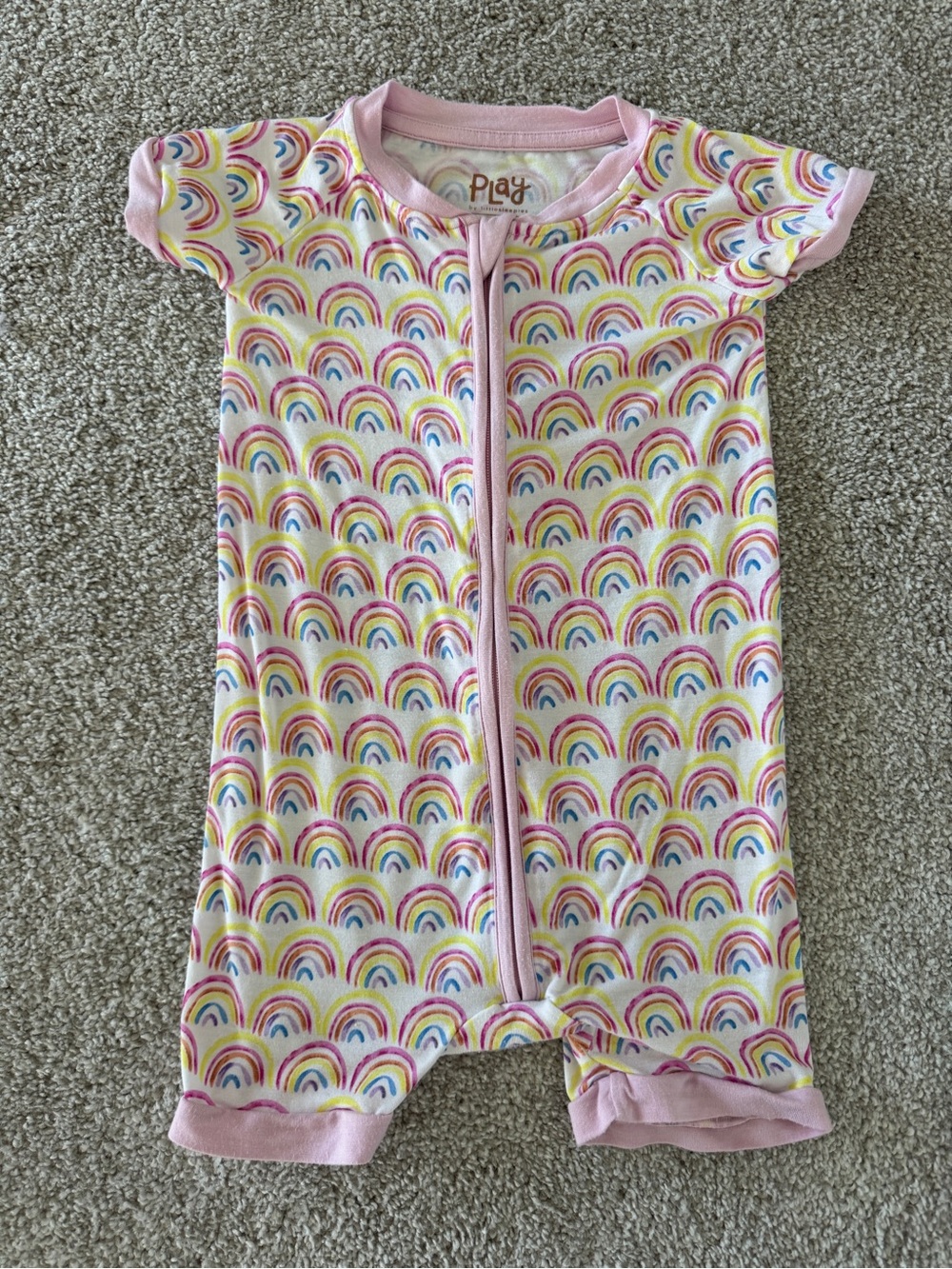 Like New Little Sleepies Pastel Rainbows Shortie